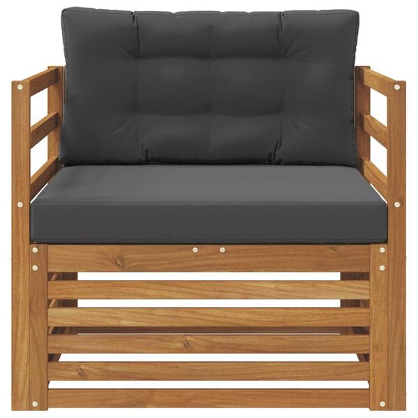 vidaXL &Uacute;ti s&oacute;fasett Solid Akas&iacute;uskei&eth; og P&oacute;lyester N&aacute;tt&uacute;rulegur