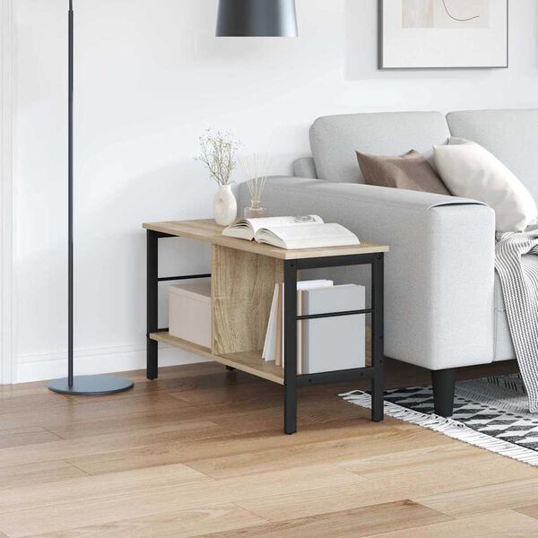 vidaXL Hilla Sonoma Eik 82 x 32 x 47 cm Samsettur vi&eth;ur