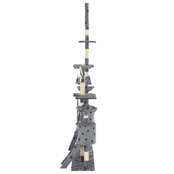 vidaXL Kattatré með Klórustaurum 230-250 cm Grátt með Loppuförum