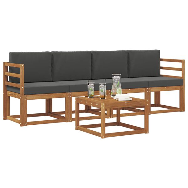 vidaXL &Uacute;ti s&oacute;fasett me&eth; p&uacute;&eth;i 5 pcs N&aacute;tt&uacute;rulegt og Antrac&iacute;t