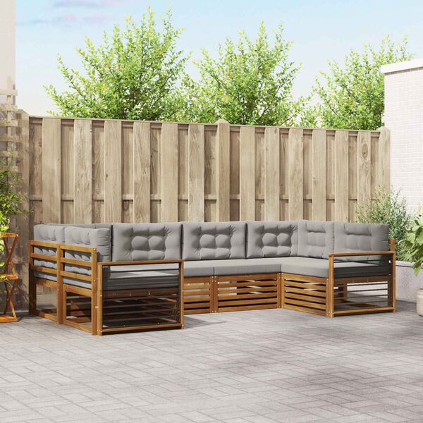 vidaXL &Uacute;ti s&oacute;fasett 6 pcs N&aacute;tt&uacute;rulegt og Lj&oacute;st Gr&aacute;tt Hrein akas&iacute;utr&eacute;