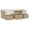 vidaXL Gar&eth;s&oacute;fa sett me&eth; geymslu 7 pcs Drapplita&eth;ur Poly rattan
