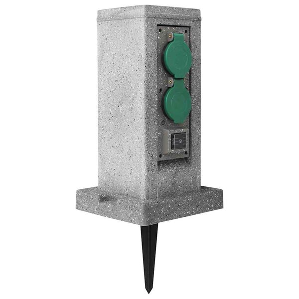 vidaXL Útifjöltengi með Ljósnema Stólpi Plast