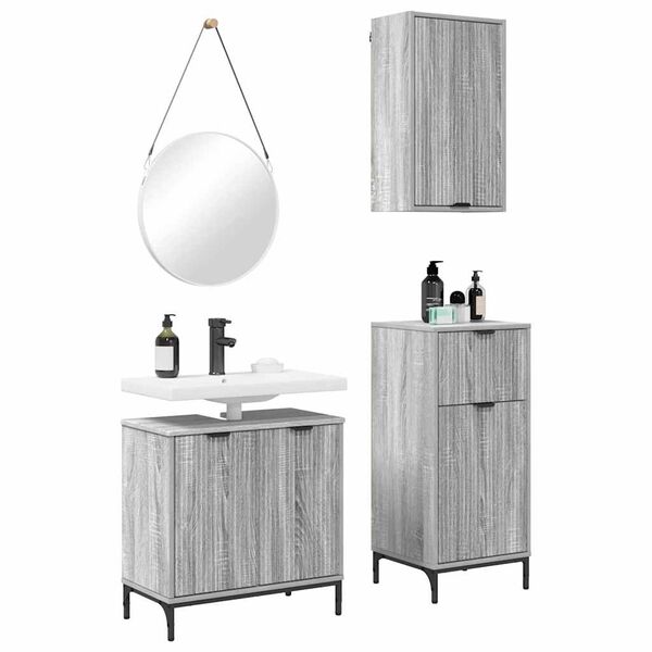 vidaXL Ba&eth;herbergismublasett 3 pcs Gr&aacute; sonoma &aacute;fer&eth; Samsettur vi&eth;ur