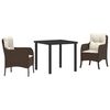 vidaXL Gar&eth;ur bor&eth;sett me&eth; p&uacute;&eth;i 3 pcs Br&uacute;nn p&oacute;l&yacute;rattan