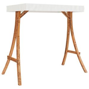 vidaXL Rólugrind með Rjómahvítu Þaki Gegnheill Sveigður Viður með Tekkáferð