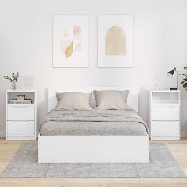 vidaXL N&aelig;turbor&eth; 2 pcs H&aacute;gloss hv&iacute;tur 40 x 30 x 467 cm Samsettur vi&eth;ur