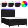 vidaXL H&oacute;lfa&eth; Springr&uacute;m me&eth; D&yacute;nu&LED Svart 140x190cm Tauefni