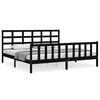 vidaXL R&uacute;mgrind me&eth; H&ouml;fu&eth;gafli Svartur 200x200 cm Gegnheill Vi&eth;ur