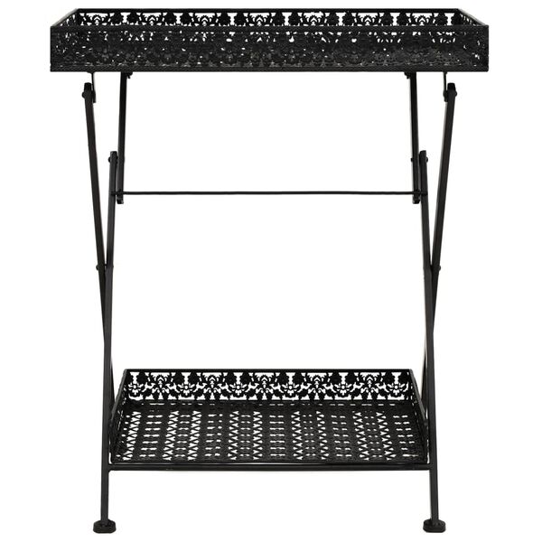 vidaXL Samfellanlegt Teborð "Vintage" Stíll Málmur 58x35x72 cm Svart