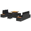 vidaXL Gar&eth;s&oacute;fa sett 8 pcs Svartur Poly Rattan og P&uacute;&eth;ur-lakki&eth; St&aacute;l