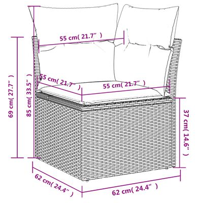 vidaXL 9 Hluta Garðsófasett með Sessum Drapplitað Pólýrattan