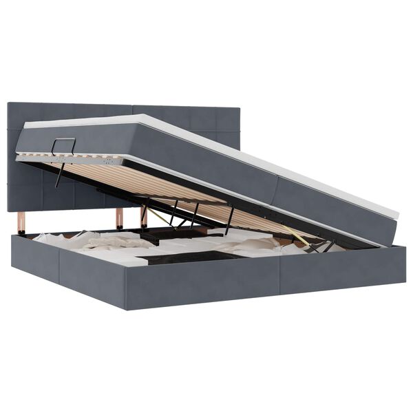 vidaXL R&uacute;m me&eth; geymslur&yacute;mi og LED me&eth; led D&ouml;kk gr&aacute; 200 x 200 cm Flauel