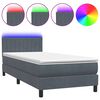 vidaXL H&oacute;lfa&eth; Springr&uacute;m me&eth; D&yacute;nu og LED D&ouml;kkgr&aacute; 100x210 cm Flauel