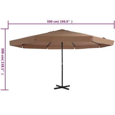 vidaXL Útisólhlíf með Álstöng 500 cm Mógrá