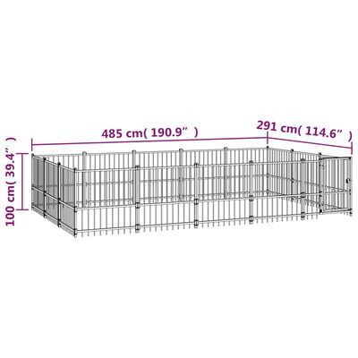 vidaXL úti hundaræktunarstál 14,11 m²