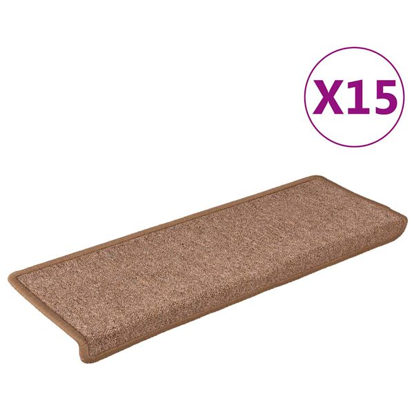 vidaXL Stigamottur 15 stk 65x21x4 cm br&uacute;nar r&eacute;tthyrndar br&uacute;nir