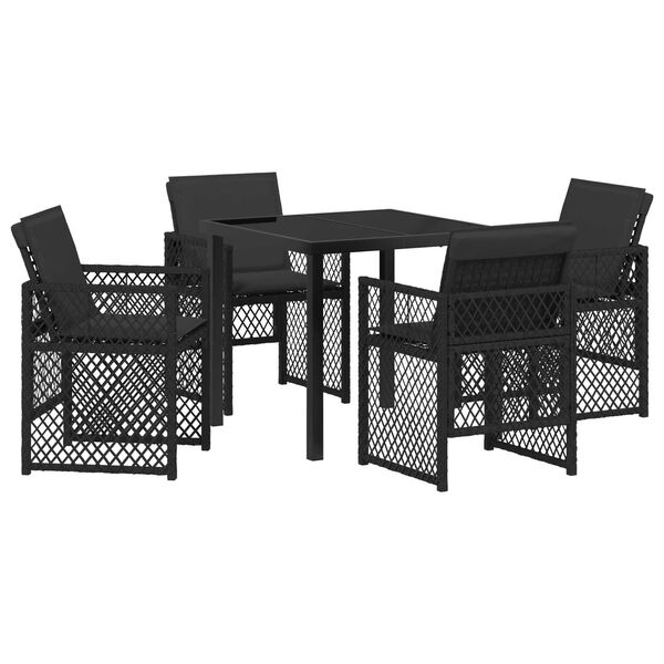 vidaXL Gar&eth;ur bor&eth;sett 5 pcs Svartur p&oacute;l&yacute;rattan
