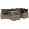 vidaXL Gar&eth;s&oacute;fa sett me&eth; geymslu 6 pcs Gr&aacute;r Poly rattan