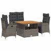 vidaXL 4 Parta Gar&eth;bor&eth;stofusett me&eth; Sessum Gr&aacute;tt P&oacute;l&yacute;rattan