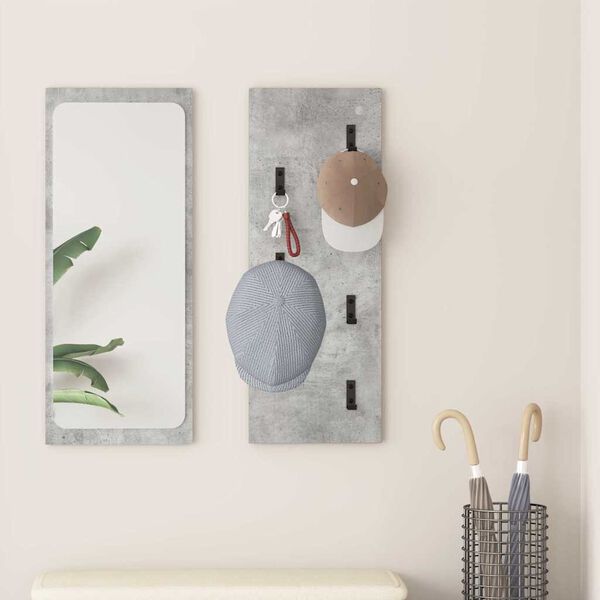 vidaXL Vegghengt fatahengi Steingri&eth; 30 x 1,5 x 80 cm Samsettur vi&eth;ur