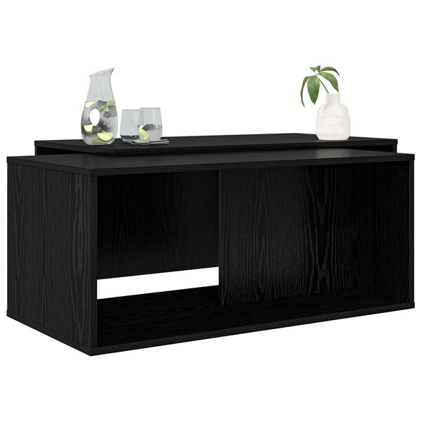 vidaXL Kaffibor&eth;set 2 pcs Svartur Eik Samsettur vi&eth;ur