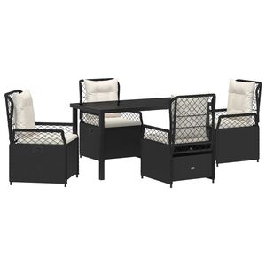 vidaXL Gar&eth;ur bor&eth;sett 5 pcs Svartur p&oacute;l&yacute;rattan