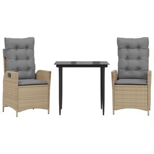 vidaXL 5 Hluta Gar&eth;bor&eth;sett me&eth; Sessum Drappa&eth; P&oacute;l&yacute;rattan