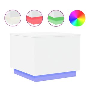 vidaXL S&oacute;fabor&eth; me&eth; LED lj&oacute;sum Hv&iacute;tt 50x50x40 cm