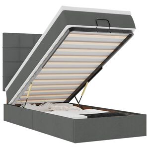 vidaXL Ottoman r&uacute;m me&eth; d&yacute;nu & LED d&ouml;kkgr&aacute;um 80x200cm Efni