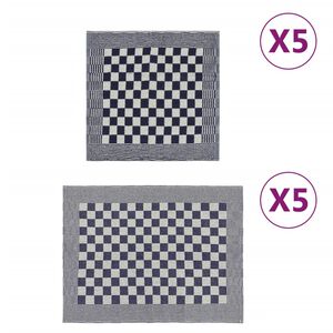 vidXL 10 stykkja Handkl&aelig;&eth;asett Bl&aacute;tt og Hv&iacute;tt B&oacute;mull