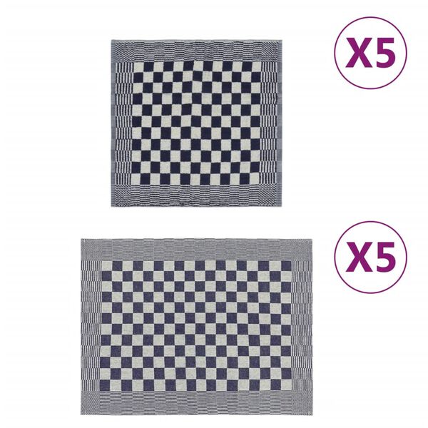 vidXL 10 stykkja Handklæðasett Blátt og Hvítt Bómull