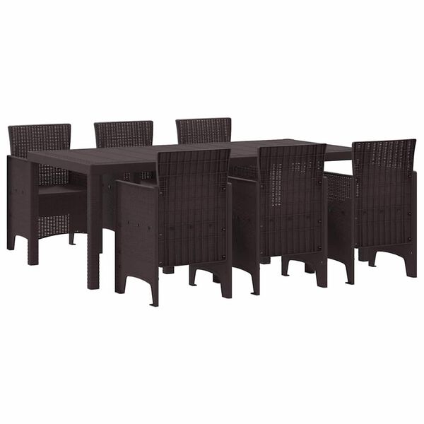 vidaXL Garður borðsett 7 pcs Brúnn Polt rattan