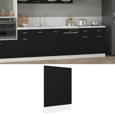 802555 vidaXL Dishwasher Panel Black 45x3x67 cm Chipboard