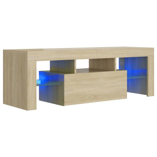 vidaXL Sjónvarpsskápur með LED Ljósum Sonoma Eik 120x35x40 cm