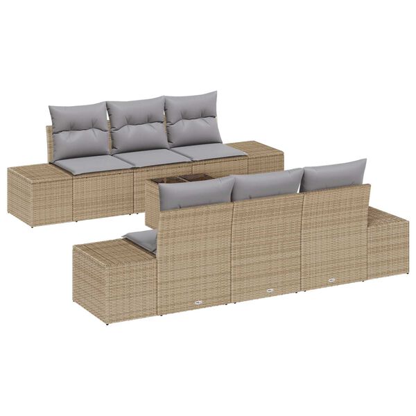 vidaXL Gar&eth;s&oacute;fa sett me&eth; p&uacute;&eth;i 7 pcs Drapplita&eth;ur p&oacute;l&yacute;rattan
