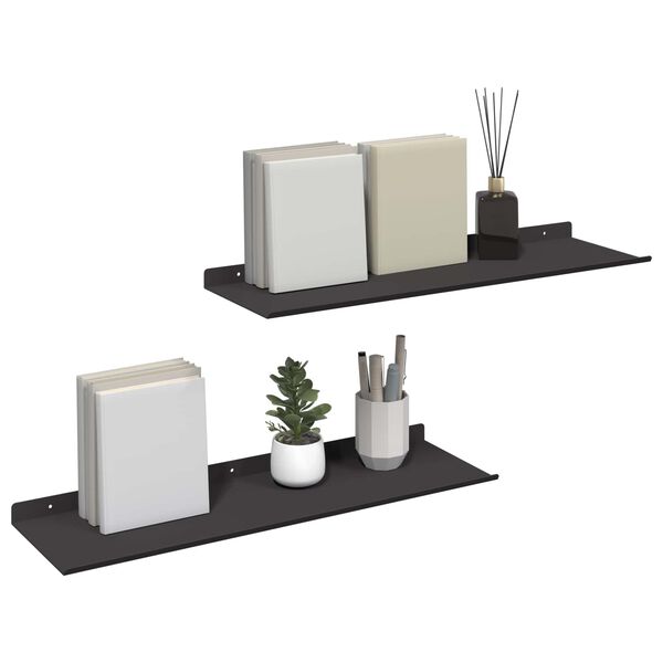 vidaXL Flj&oacute;tandi skrifbor&eth; Vegghengt 2 pcs Svart 60 x 18 x 2,5 cm St&aacute;l