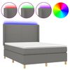 vidaXL H&oacute;lfa&eth; Springr&uacute;m me&eth; D&yacute;nu&LED D&ouml;kkgr&aacute;tt 140x190cm Tauefni