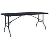 viaXL Samanleggjanlegt Gar&eth;bor&eth; Svart 180x75x72 HDPE Rattan-&uacute;tlit