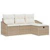 vidaXL S&oacute;fasett me&eth; p&uacute;&eth;i me&eth; geymslu 4 pcs Drapplita&eth;ur p&oacute;l&yacute;rattan