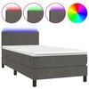vidaXL H&oacute;lfa&eth; Springr&uacute;m me&eth; D&yacute;nu&LED D&ouml;kkgr&aacute;tt 100x200 cm Flauel