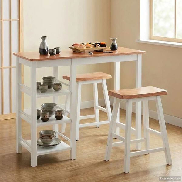 vidaXL 3 Hluta Barsett MDF Hv&iacute;tt