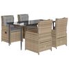 vidaXL 5 Hluta Gar&eth;bor&eth;sett me&eth; Sessum Drappa&eth; P&oacute;l&yacute;rattan