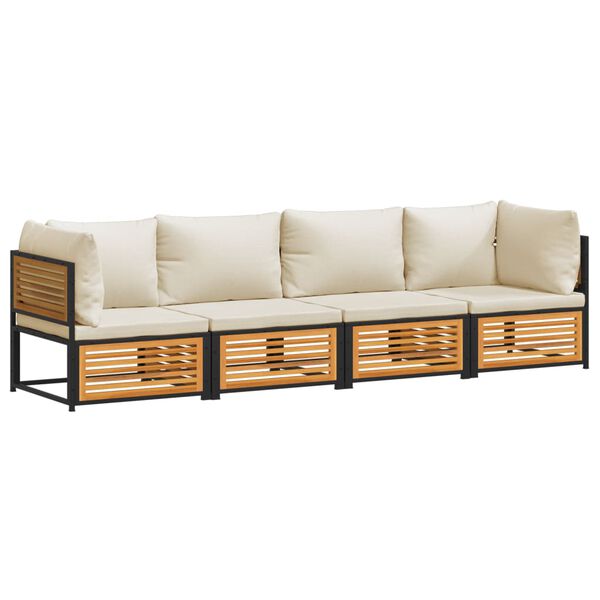 vidaXL 4 Hluta Gar&eth;s&oacute;fasett me&eth; Sessum Gegnheill Akas&iacute;uvi&eth;ur