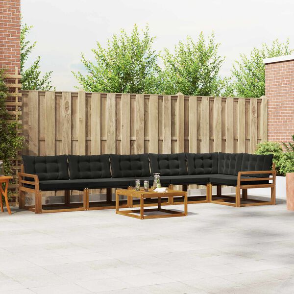 vidaXL &Uacute;ti s&oacute;fasett me&eth; p&uacute;&eth;i 7 pcs N&aacute;tt&uacute;rulegur og svartur