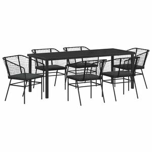 vidaXL Gar&eth;ur bor&eth;sett 7 pcs Svartur p&oacute;l&yacute;rattan