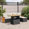 vidaXL 6 stykki gar&eth;s&oacute;fasett me&eth; p&uacute;&eth;um Black Poly Rattan Acacia