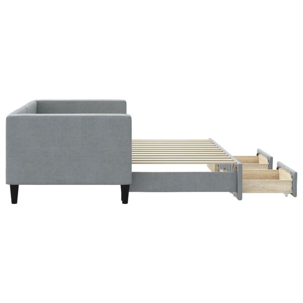 vidaXL Svefnsófi með Hjólaplötu og Skúffum Ljósgrár 80x200 cm Efni