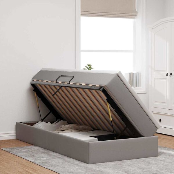 vidaXL R&uacute;m me&eth; geymslur&yacute;mi og d&yacute;nu M&oacute;gr&aacute;r 90 x 190 cm P&oacute;l&yacute;ester