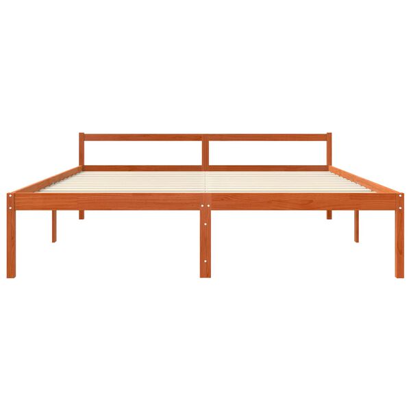 vidaXL Ramsv&iacute;k me&eth; h&ouml;fu&eth;gafl Vaxbr&uacute;nn 200 x 200 cm Solid furuhikk